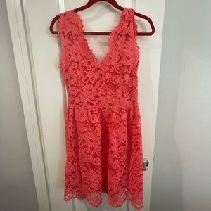 The Letter lace dress. Coral color. Worn 1 time for literally 2 hours